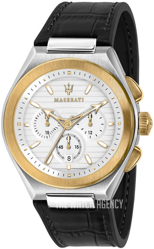  Shop Authentic Maserati Triconic Chronograph White Dial Black Leather Strap Watch For Men - R8871639004 - Luxxuri