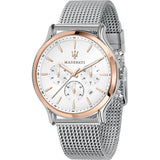  Shop Authentic Maserati Epoca White Dial Chronograph Silver Mesh Bracelet Watch For Men - R8873618009 - Luxxuri