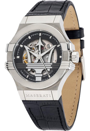  Shop Authentic Maserati Potenza Automatic Black Dial Black Leather Strap Watch For Men - R8821108038 - Luxxuri
