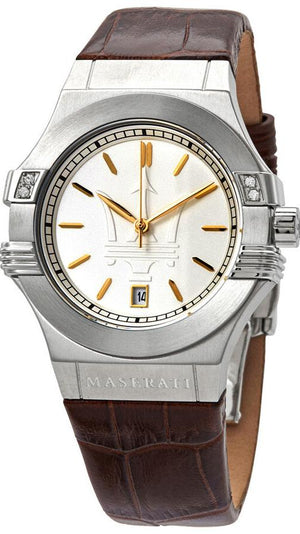  Shop Authentic Maserati Potenza Silver Dial Brown Leather Strap Watch For Women - R8851108506 - Luxxuri