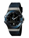  Shop Authentic Maserati Potenza Black Dial 42mm Blue Leather Strap Watch For Men - R8851108007 - Luxxuri