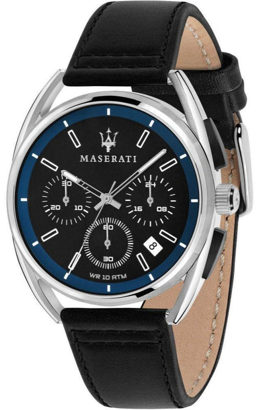  Shop Authentic Maserati Trimarano Chronograph Black Dial Black Leather Strap Watch For Men - R8871632001 - Luxxuri