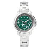  Shop Authentic Maserati Successo Chronograph Green Dial Silver Steel Strap Watch For Men - R8873621017 - Luxxuri