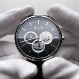  Shop Authentic Armani Exchange Cayde Chronograph Black Dial Black Leather Strap Watch for Men - AX2745 - Luxxuri