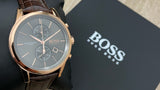  Shop Authentic Hugo Boss Jet Grey Dial Brown Leather Strap Watch for Men - 1513281 - Luxxuri