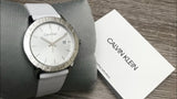  Shop Authentic Calvin Klein Steady Silver Dial White Leather Strap Watch for Women - K7Q211L6 - Luxxuri
