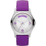  Shop Authentic Marc Jacobs Baby Dave Silver Dial Purple Leather Strap Watch for Women - MBM1262 - Luxxuri