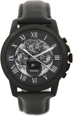  Shop Authentic Fossil Grant Automatic Black Dial Black Leather Strap Watch for Men - ME3028 - Luxxuri