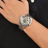  Shop Authentic Fossil Townsman Automatic Skeleton Silver Dial Silver Steel Strap Watch for Men - ME3044 - Luxxuri