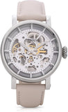  Shop Authentic Fossil Boyfriend Automatic Skeleton Silver Dial White Leather Strap Watch for Women - ME3069 - Luxxuri