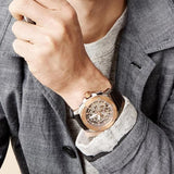  Shop Authentic Fossil Modern Machine Automatic Skeleton Dial Black Leather Strap Watch for Men - ME3082 - Luxxuri