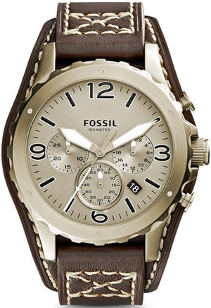  Shop Authentic Fossil Nate Chronograph Gold Dial Brown Leather Strap Watch for Men - JR1495 - Luxxuri