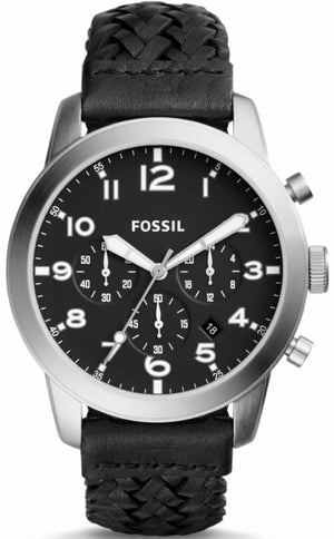  Shop Authentic Fossil Pilot 54 Chronograph Black Dial Black Leather Strap Watch for Men - FS5181 - Luxxuri