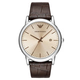  Shop Authentic Emporio Armani Luigi Analog Bronze Dial Brown Leather Strap Watch For Men - AR11096 - Luxxuri