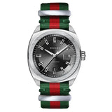  Shop Authentic Gucci GG2570 Quartz Black Dial Green & Red Nylon Strap Watch For Men - YA142305 - Luxxuri
