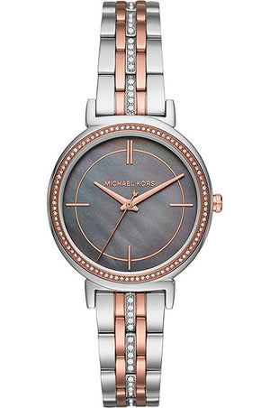  Shop Authentic Michael Kors Cinthia Mother of Pearl Grey Dial Two Tone Steel Strap Watch for Women - MK3642 - Luxxuri