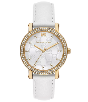  Shop Authentic Michael Kors Corey Three Hand White Dial White Leather Strap Watch For Women - MK2985 - Luxxuri