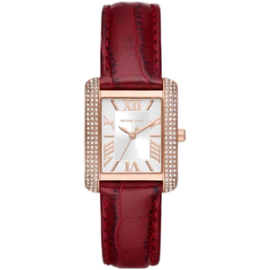 Shop Authentic Michael Kors Emery Quartz Diamonds Silver Dial Red Leather Strap Watch For Women - MK4689 - Luxxuri