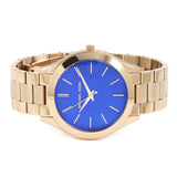  Shop Authentic Michael Kors Slim Runway Quartz Blue Dial Rose Gold Steel Strap Watch For Women - MK3494 - Luxxuri