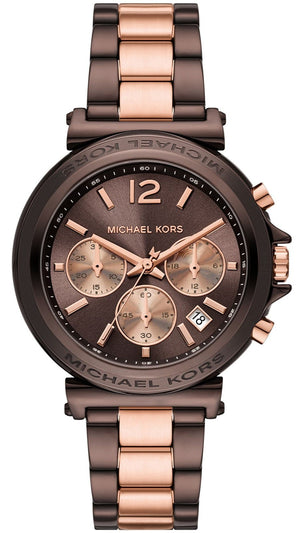  Shop Authentic Michael Kors Maren Chronograph Brown Dial Two Tone Steel Strap Watch for Women - MK7496 - Luxxuri