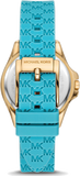  Shop Authentic Michael Kors Mini Pilot Quartz Gold Dial Blue Silicone Strap Watch For Women - MK7374 - Luxxuri