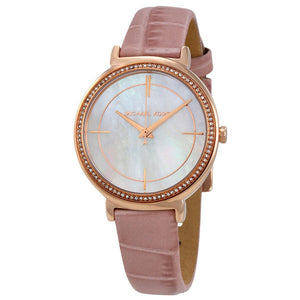  Shop Authentic Michael Kors Cinthia Mother of Pearl Dial Pink Leather Strap Watch for Women - MK2663 - Luxxuri