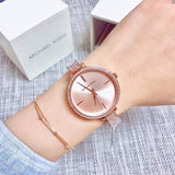  Shop Authentic Michael Kors Jaryn Quartz Rose Gold Dial Rose Gold Steel Strap Watch For Women - MK3785 - Luxxuri