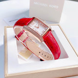  Shop Authentic Michael Kors Emery Quartz Diamonds Silver Dial Red Leather Strap Watch For Women - MK4689 - Luxxuri