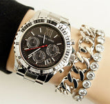  Shop Authentic Michael Kors Everest Chronograph Black Dial Silver Steel Strap Watch For Women - MK5753 - Luxxuri