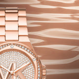  Shop Authentic Michael Kors Lennox Three Hand Rose Gold Dial Rose Gold Steel Strap Watch For Women - MK7230 - Luxxuri