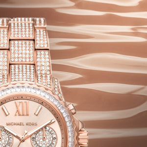  Shop Authentic Michael Kors Everest Chronograph Crystals Rose Gold Dial Rose Gold Steel Strap Watch For Women - MK7235 - Luxxuri