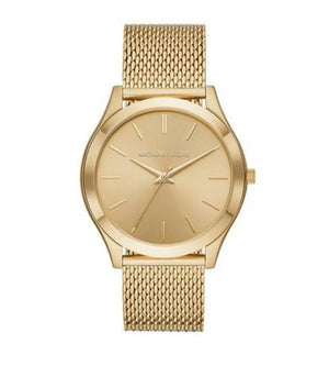  Shop Authentic Michael Kors Slim Runway Quartz Gold Dial Gold Mesh Bracelet Watch For Women - MK8625 - Luxxuri