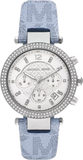  Shop Authentic Michael Kors Parker Silver Dial Blue Leather Strap Watch For Women - MK6936 - Luxxuri
