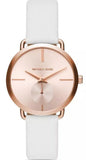  Shop Authentic Michael Kors Portia Rose Gold Dial White Leather Strap Watch For Women - MK2660 - Luxxuri
