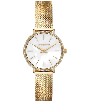  Shop Authentic Michael Kors Pyper Quartz Mother of Pearl White Dial Gold Mesh Bracelet Watch For Women - MK4619 - Luxxuri