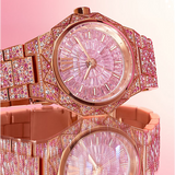  Shop Authentic Michael Kors Raquel Three-Hand Crystals Pink Dial Rose Gold Steel Strap Watch For Women - MK7343 - Luxxuri