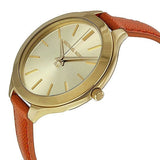  Shop Authentic Michael Kors Runway Quartz Gold Dial Orange Leather Strap Watch For Women - MK2275 - Luxxuri