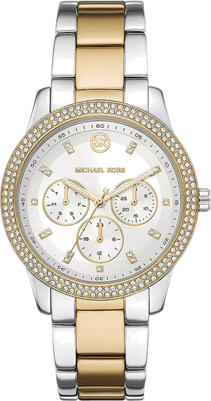  Shop Authentic Michael Kors Tibby Multifunction White Dial Two Tone Steel Strap Watch For Women - MK6825 - Luxxuri