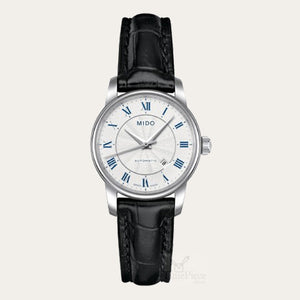  Shop Authentic Mido Baroncelli III Automatic Silver Dial Black Leather Strap Watch For Women - M7600.4.21.4 - Luxxuri