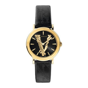  Shop Authentic Versace Virtus Quartz Black Dial Black Leather Strap Watch for Women - VEHC00119 - Luxxuri