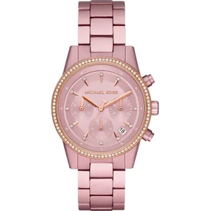  Shop Authentic Michael Kors Ritz Chronograph Rose Gold Dial Rose Gold Steel Strap Watch For Women - MK6753 - Luxxuri