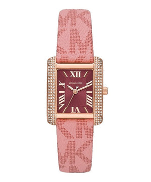  Shop Authentic Michael Kors Emery Quartz Diamonds Red Dial Pink Leather Strap Watch For Women - MK2966 - Luxxuri