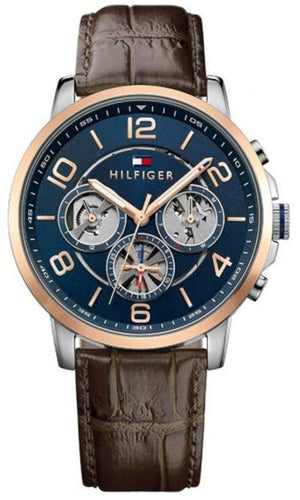  Shop Authentic Tommy Hilfiger Keagan Chronograph Blue Dial Brown Leather Strap Watch for Men - 1791290 - Luxxuri