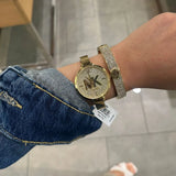  Shop Authentic Michael Kors Parker Crystals Gold Dial Gold Steel Strap Watch For Women - MK4469 - Luxxuri