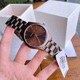  Shop Authentic Michael Kors Slim Runway Brown Dial Brown Steel Strap Watch For Women - MK4508 - Luxxuri
