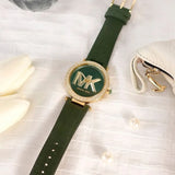  Shop Authentic Michael Kors Parker Green Dial Green Leather Strap Watch For Women - MK4724 - Luxxuri