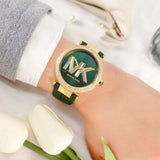  Shop Authentic Michael Kors Parker Green Dial Green Leather Strap Watch For Women - MK4724 - Luxxuri