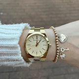  Shop Authentic Michael Kors Channing Quartz Gold Dial Gold Steel Strap Watch For Women - MK6623 - Luxxuri