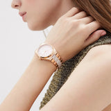  Shop Authentic Michael Kors Channing Quartz Mother of Pearl Pink Dial Two Tone Steel Strap Watch For Women - MK6652 - Luxxuri