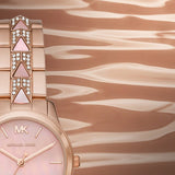  Shop Authentic Michael Kors Runway Mother of Pearl Dial Rose Gold Steel Strap Watch For Women - MK6856 - Luxxuri